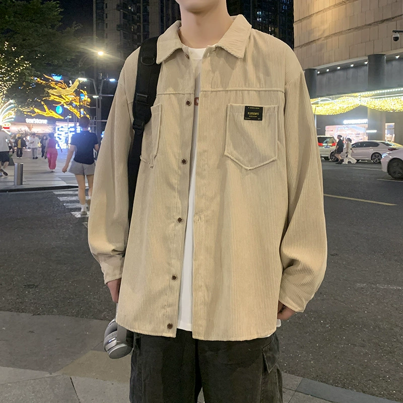 2024 новые мужские вельветовые рубашки осенью и зимой плюшевые толстые свободные американские тренды повседневные топы для мужчин