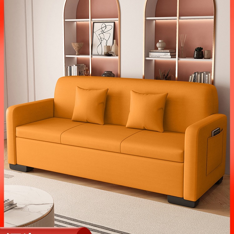 Small Apartment Storage Sofa Technology Cloth No-Wash Multi-Functional Card Holder Cream Style Fabric Internet Celebrity Storage Sofa Bed