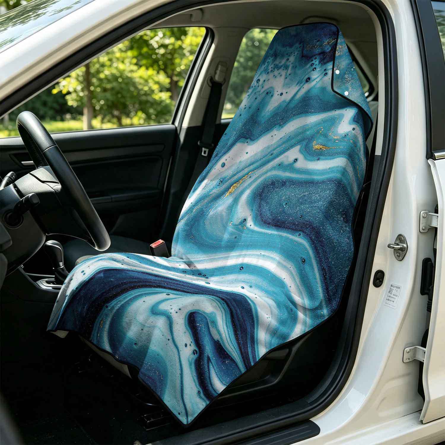 Printed bath towel and car seat cover 2-in-1, ultra-fine fiber outdoor beach and car dual-use universal seat cushion