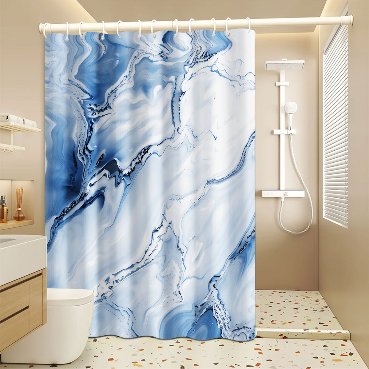 Easy-to-install Bathroom Wet/dry Separation Waterproof Mildew-proof Shower Curtain, Anti-oil Fume Curtain For Homestay_voghion.com