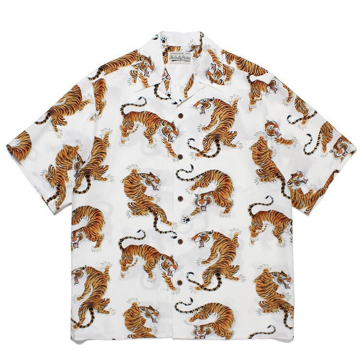 Ready-Made Cross-Border Foreign Trade Street Japanese Trendy Brand Tiger Unisex Cuban Collar Short-Sleeve Shirt Hawaii
