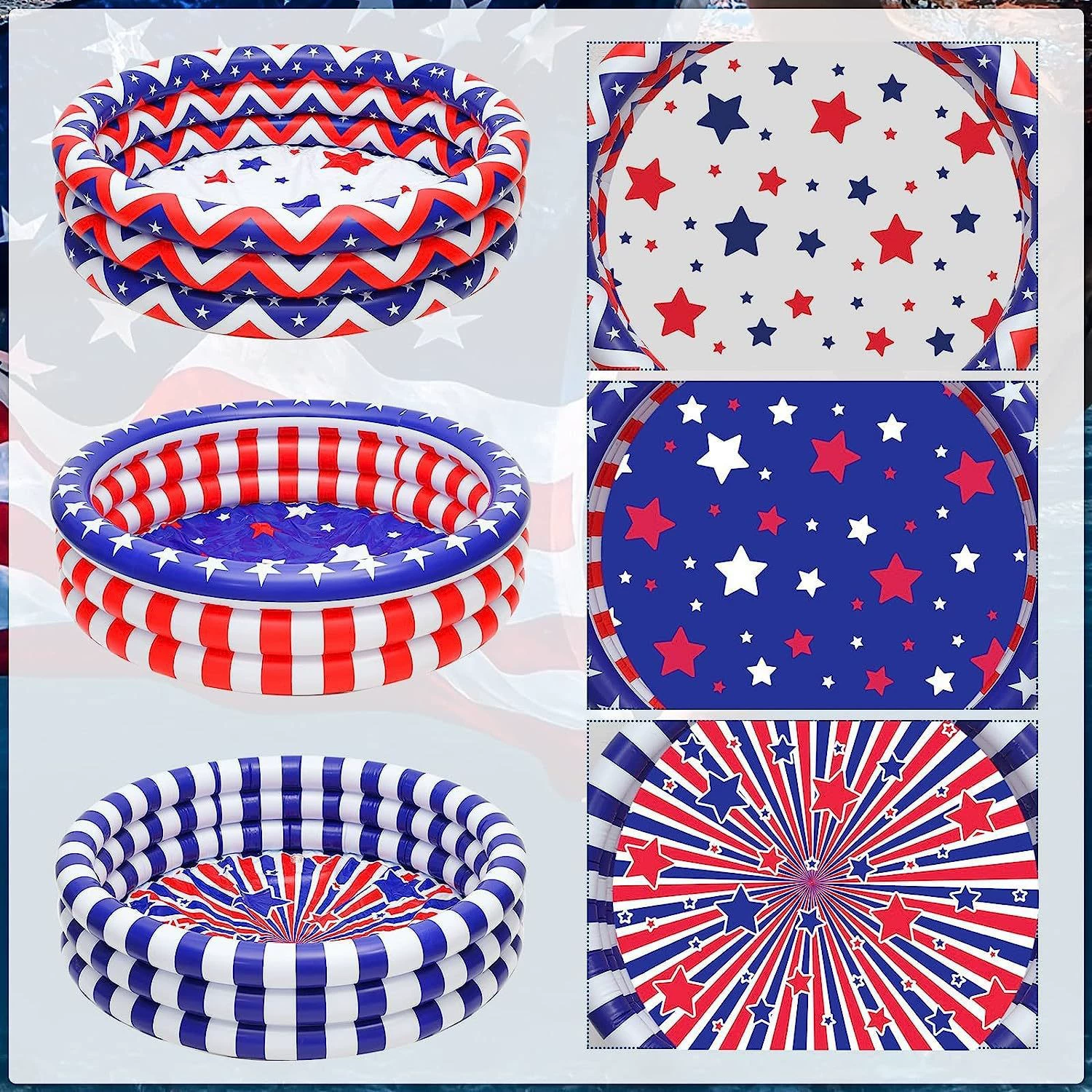 Трансграничный надувной детский бассейн Флаг Дня независимости США на открытом воздухе, газон, бассейн, крытая Ванна