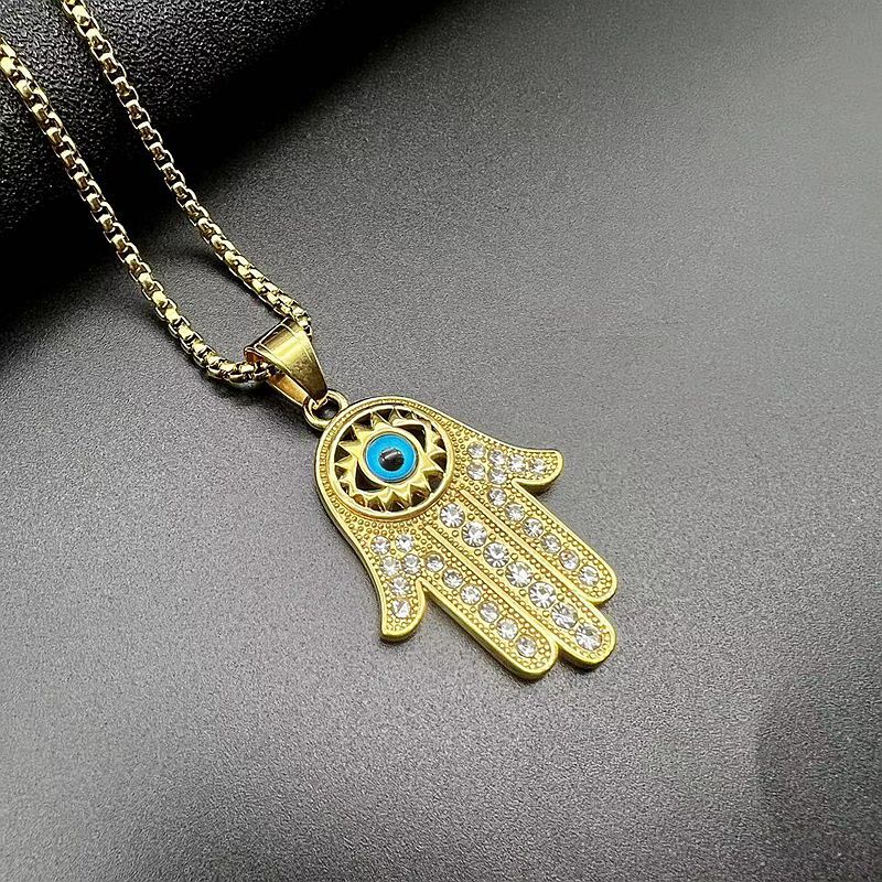Daily Occasion 1 Piece Hip-hop Stainless Steel Plating Inlay Rhinestones Pendant Necklace