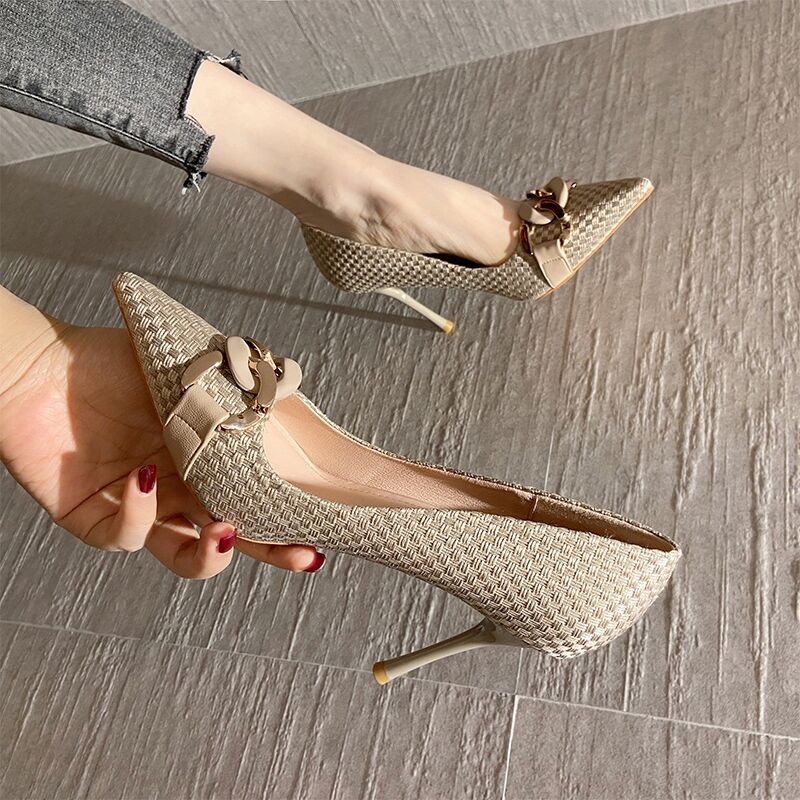 High Heels for Women 2024 Summer New Fashion French Stiletto Sexy Shallow Mouth Pointed Toe Shoes Elegant and Taller