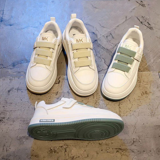 Genuine Leather Velcro White Shoes Women's 2025 Spring and Summer New Soft Sole Board Shoes All-match Casual sneaker for Children