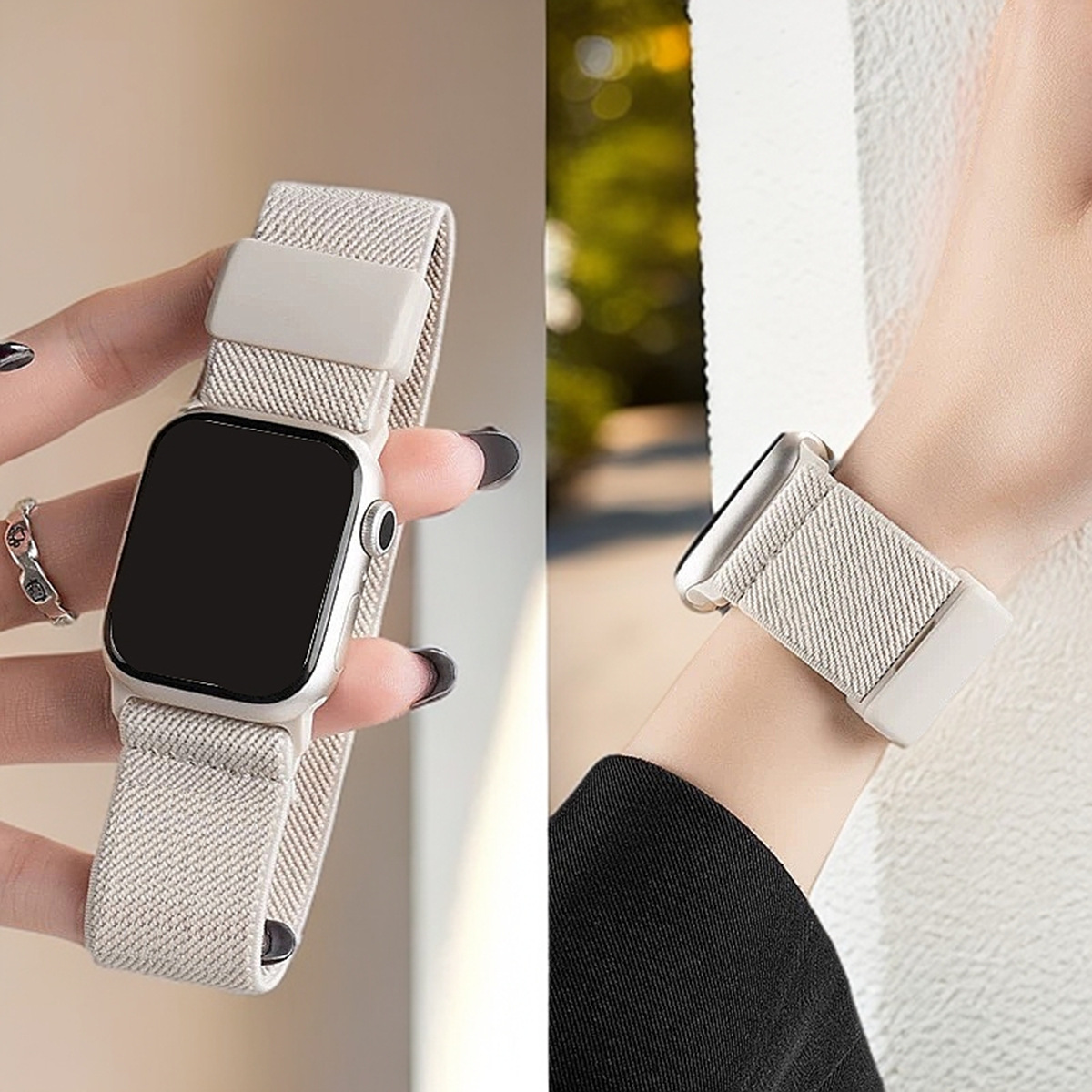 For applewatch S10 Strap 42mm46mm Nylon Elastic Magnetic Strap Apple Watch Strap