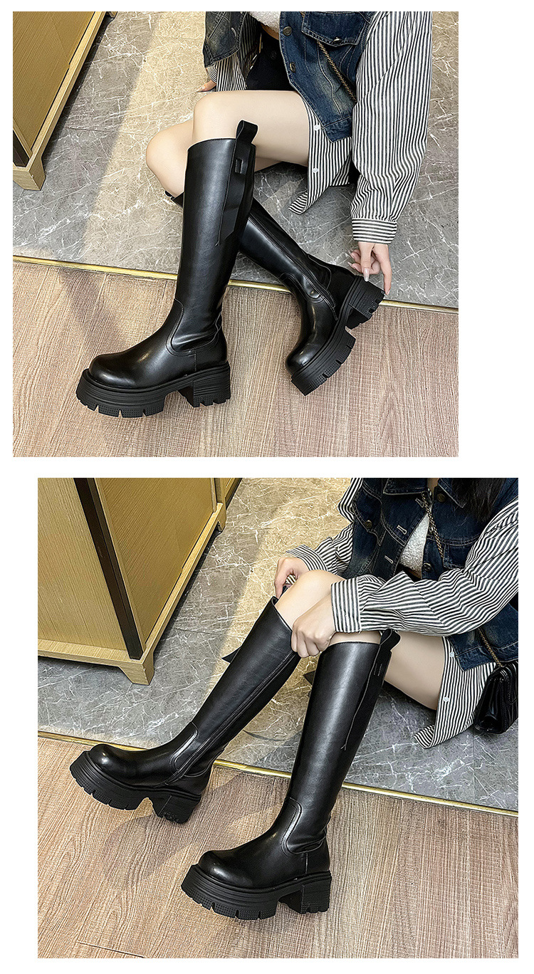 Thick soled, slim to the knee, long tube for women in winter 2024, new small height, height increasing and plush warm_voghion.com