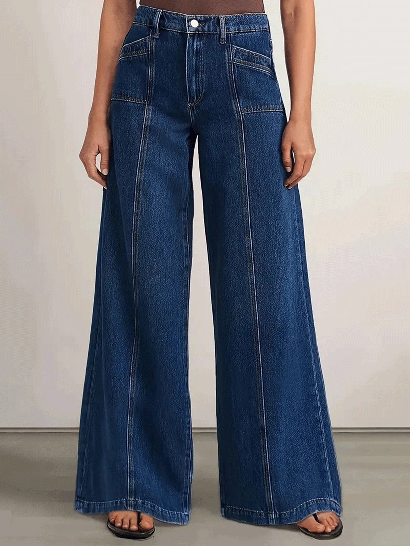 Jeans Rectos para Mujer de Mezclilla de Algodón Elásticos de Cintura Media para Uso Diario image 7