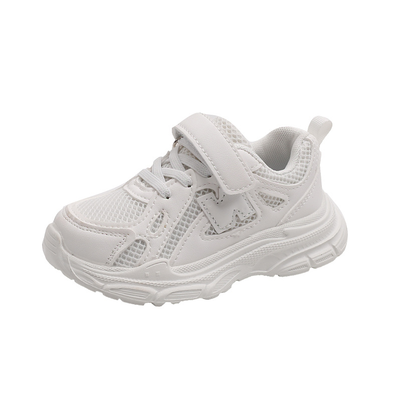 Boys' Black Athletic Shoes Breathable Mesh EVA Ultralight Running Sneakers For Medium And Large Children Girls' Chunky Sneakers_voghion.com