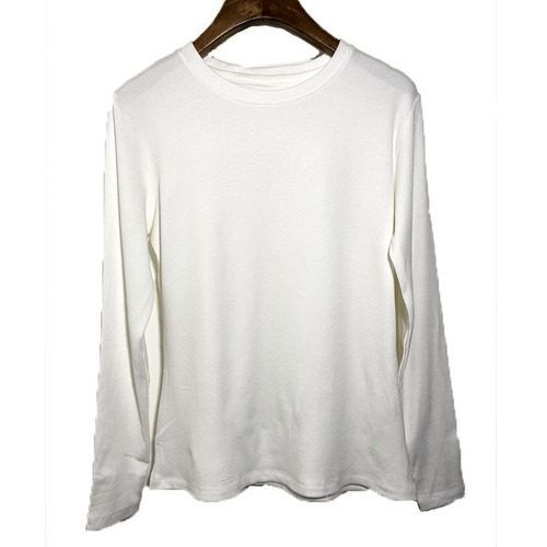 【】Round neck threaded long-sleeved warm inner layering shirt, versatile solid color women's autumn and winter round neck sweater