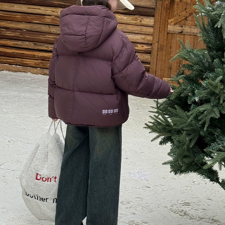 Детский короткий велюровый пуховик для подростков, утиный пух