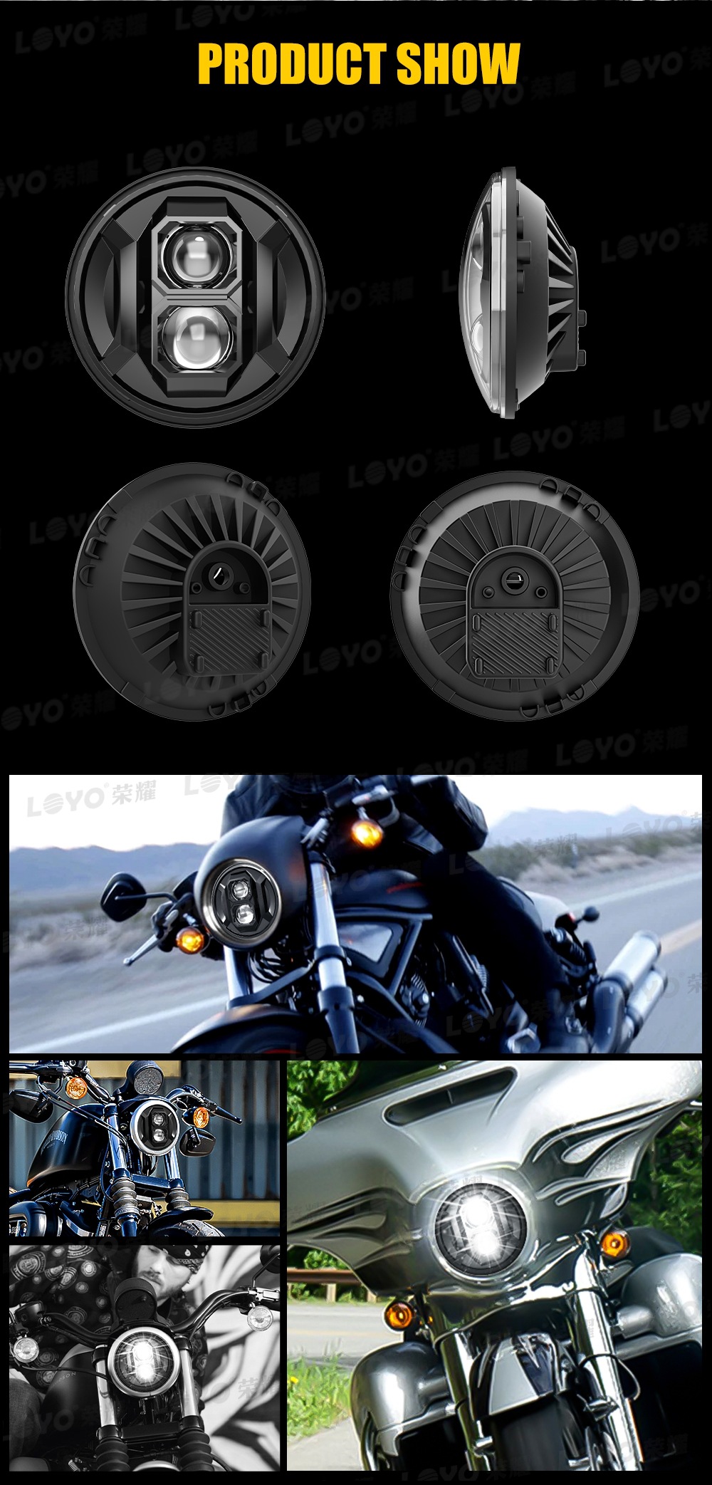 7-inch headlight suitable for Harley Davidson motorcycle modified headlight 7-inch LED headlight round LED headlamp
