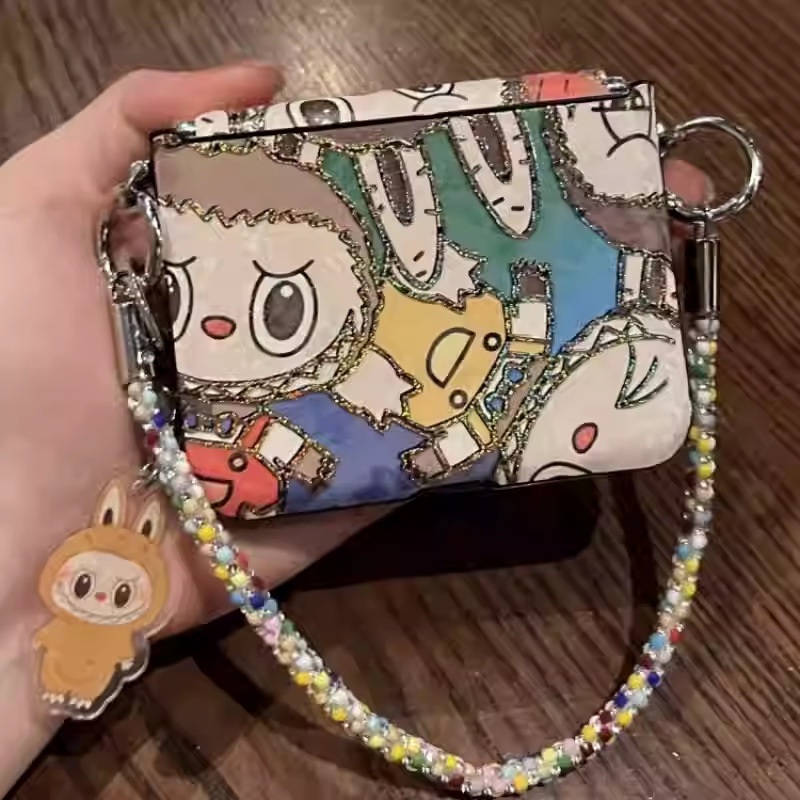 Cartoon Hot Stamping Fabric Suitable for Huawei Purax Mobile Phone Case Foldableing Screen P50 Treasure Box Hanging Chain Anti-Fall Protective Cover