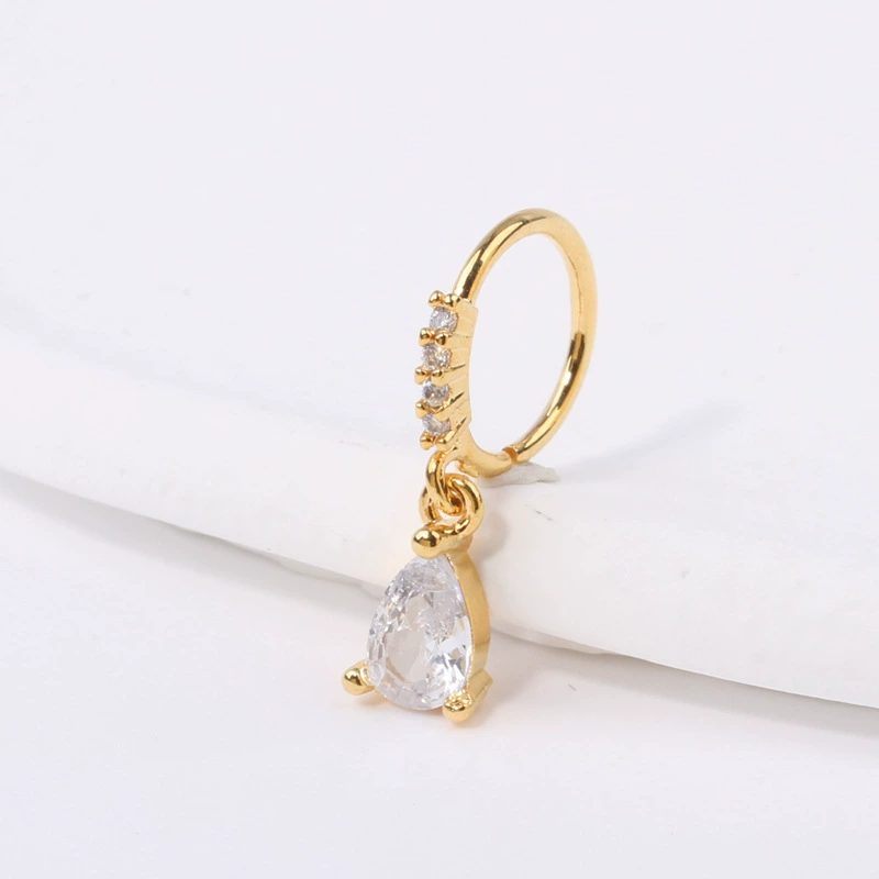 20 г европейские и американские женщины кулон кольцо в нос пирсинг носа капли воды циркон кольцо в нос кулон хрящ серьги подвеска