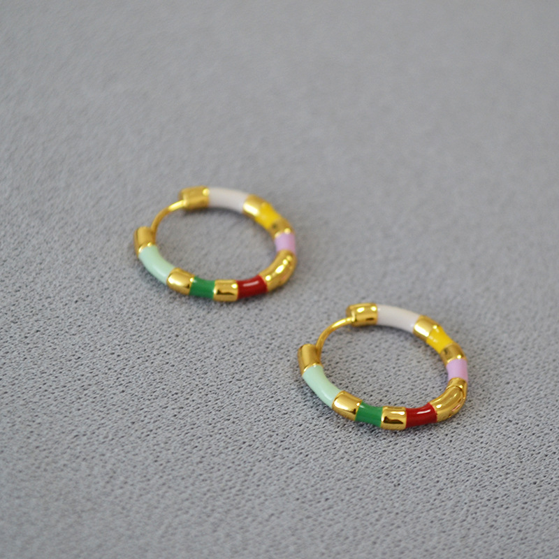 Simple Style Circle Copper Enamel Earrings 1 Pair display picture 10