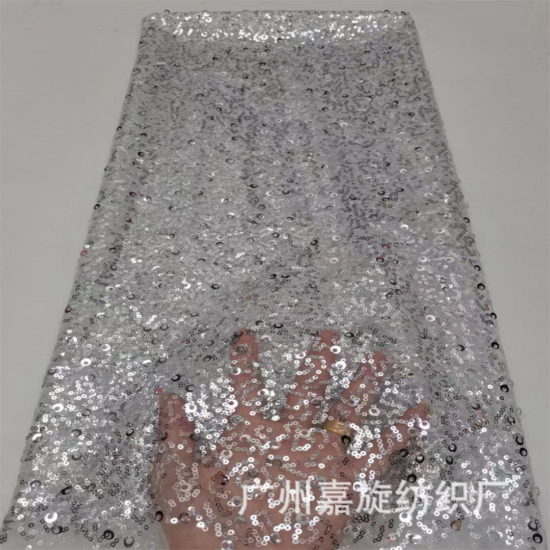 En stock suministro pieza al azar de encaje bordado tela moda ropa para niños tutú vestido boda lentejuelas bordado JX4033