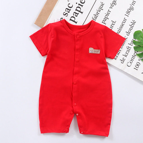 Newborn clothes, cotton outer wear, children's clothing, New Year clothes, baby short-sleeved thin baby clothes, tail goods