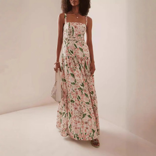 Cross-border European and American women's clothing. Standing Station 2024 Spring/Summer New Sweet Hot Spicy Sling A Flower Cake dress