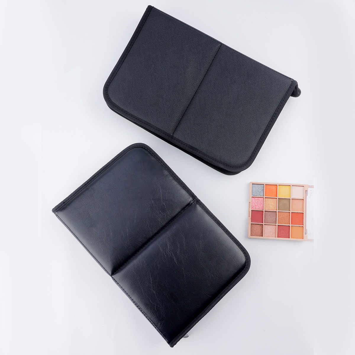 Nuevo bolso de cepillo de maquillaje transfronterizo de 14-40 agujeros bolsa de almacenamiento de gran capacidad bolsa de maquillaje plegable negra grande en stock