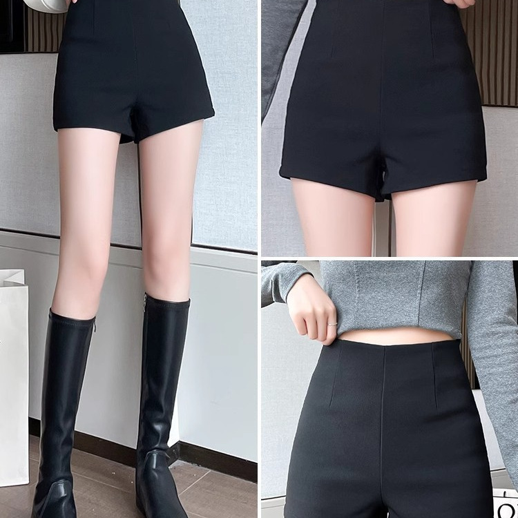 작은 슬림 스트레치 바지 미국 새로운 도착 블랙 캐주얼 봄과 가을 스포츠 바지 높은 허리 세트 반바지