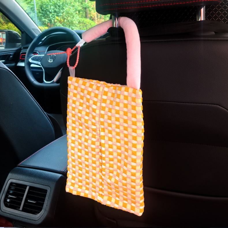 Caja de pañuelos para coche, tela, silla para coche, respaldo, caja de dibujo colgante, bolsa de pañuelos de doble uso para coche lindo creativo