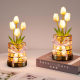 Cross-border tulip nightlight simulation bouquet creative usb atmosphere decorative bedroom bedside crystal table lamp
