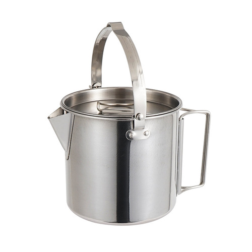 Outdoor stainless steel kettle 1.2L mountaineering camping teapot portable hanging pot cooker coffee pot picnic pot wholesale