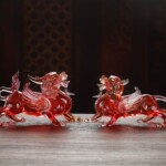 古法臻美琉璃红色飞天貔貅大号摆件纳福纳财客厅书房开业乔迁礼品