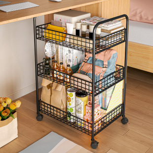 School Bag Storage Rack Mobile Bookshelf Trolley with Wheels Floor-Standing under the Table Desk Snack Rack Storage Storage Rack