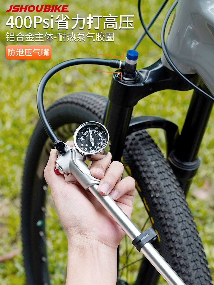 Bicicleta de montaña presión neumática horquilla delantera bomba de aire de alta presión antichoque trasera biliar mini portátil boca americana bomba de neumáticos