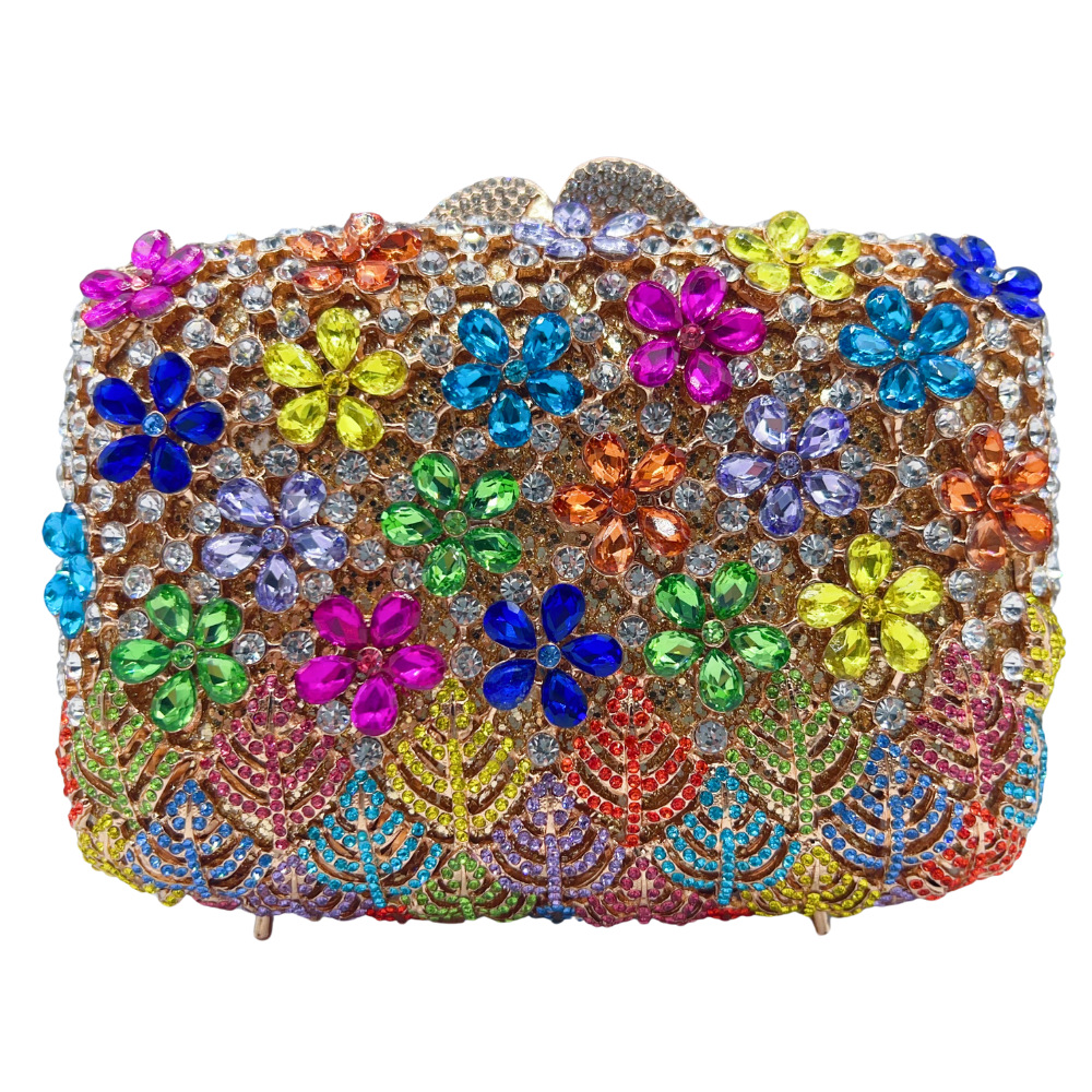 Bolsa de piedra nueva flor de clavo con diamantes bolsas de cena de fiesta de boda bolsas de diamantes