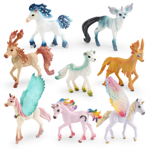 Cross-border European myth Pegasus unicorn fairy horse children's animal model deer fox static mythical creature ornament