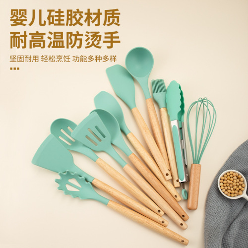 Silicone Storage Kitchen Utensils 19-Piece Set, Direct Manufacturer Sale Knife Stand Non-Stick Pan Spatula Kitchen Knives Cutting Board Combo Set