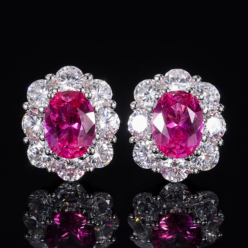 Zhuang Sheng joyería S925 plata simulación Rosa Huevo Rojo traje de moda piedra principal colgante 8*10 espárragos 6*8