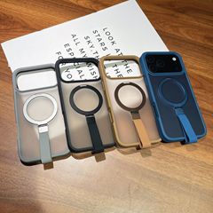 适用苹果17Promax一体挂绳支架磁吸手机壳iPhone16肤感防摔防滑壳
