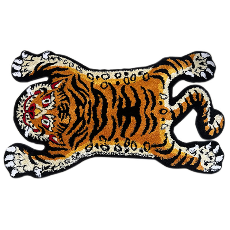 Transfronterizo al por mayor de color marrón rojizo Tiger100 * 60cm Casa de la ciudad Tigre alfombra de peluche adornos de animales creativos