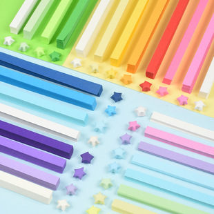 Star Origami Gradient Lucky Star Colored Paper Strips Children's Pentagram Wishing Bottle Glass Bottle Handmade