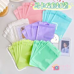 Macaron color ziplock bag plastic bag thickened transparent color bone bag storage sealed pocket makeup brush packaging bag