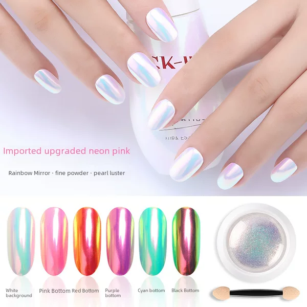 Cross-Border Nail Art Jewelry Glitter Powder Fantasy Shell Powder Mermaid Pearl Mirror Magic Mirror Powder Rainbow Neon Powder