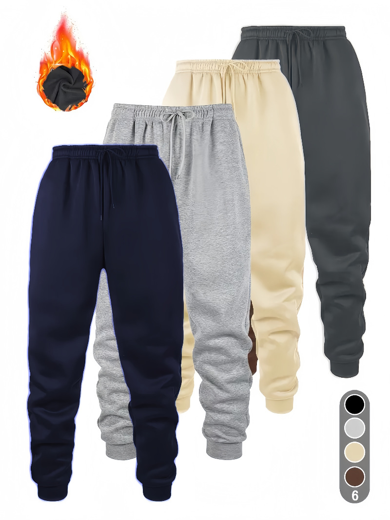 Transfronterizo tamaño europeo multi-pieza hombre moda ocio pantalones deportivos de invierno para correr pantalones deportivos de fitness pantalones de color sólido image 3
