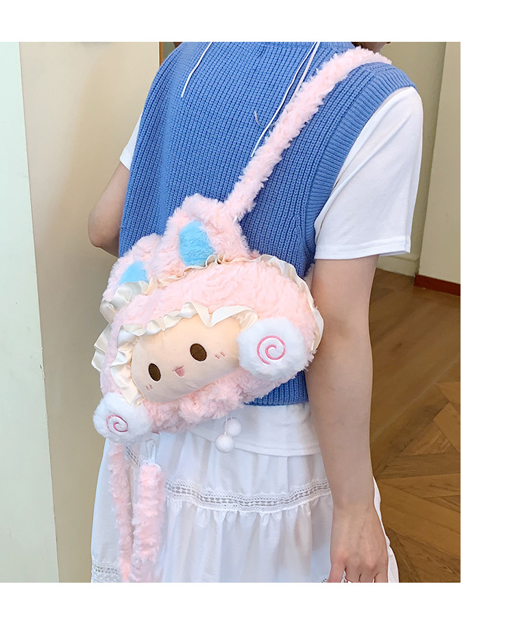 2026 Frühjahrskollektion modischer minimalistischer Trend-Freizeitrucksack mit cartoon-Plüsch süßem Rucksack für Damen