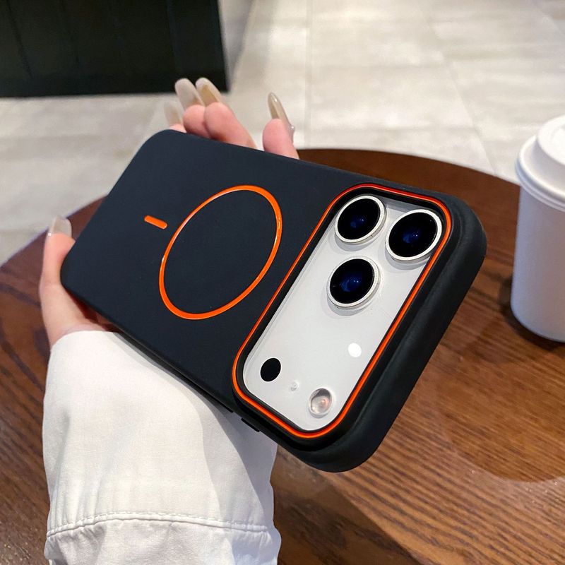 适用17Promax磨砂肤感强磁手机壳iPhone16Pro细圈TPU防摔防滑保护|undefined