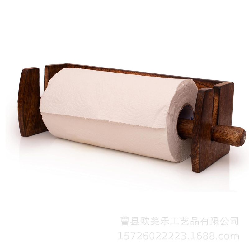Wooden Wall Mounted Tissue Holder Kitchen Bathroom Wall Tissue Dispenser Farmhouse Country Roll Paper Holder
