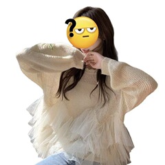 2025春季宽松显瘦气质仙气针织衫套头上衣慵懒风网纱拼接长袖女