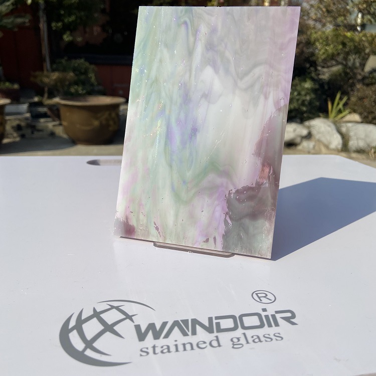【厂家直销】彩色玻璃  珠光灰粉色波纹玻璃 教堂玻璃【OPAL 18】