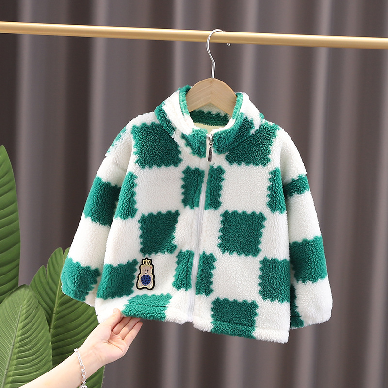 [Oso Jin Yong] abrigo para niños ropa de algodón acolchado niños niñas cordero nuevo Otoño e Invierno forrado de lana engrosada bebé suéter de los niños