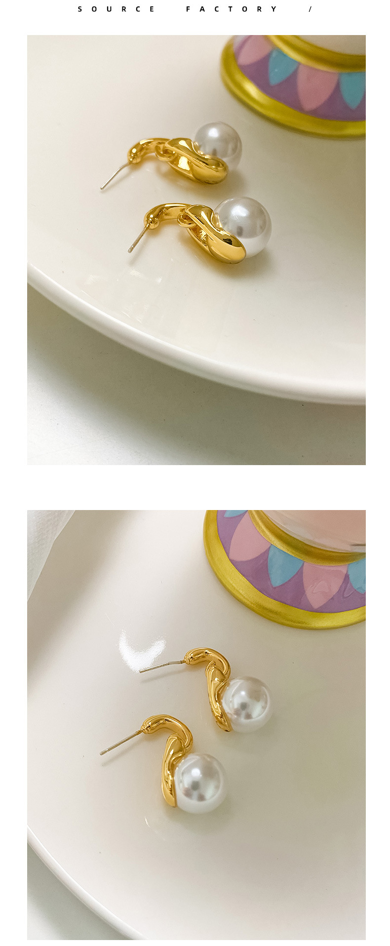 Retro Geometric Copper Plating Artificial Pearls Earrings 1 Pair