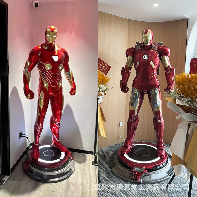 Marvel Iron Man 1 to 1 Large Ornaments Full Body Hand MK7 Luminous Sculpture Anti-Hulk Living Room Trendy Decorations