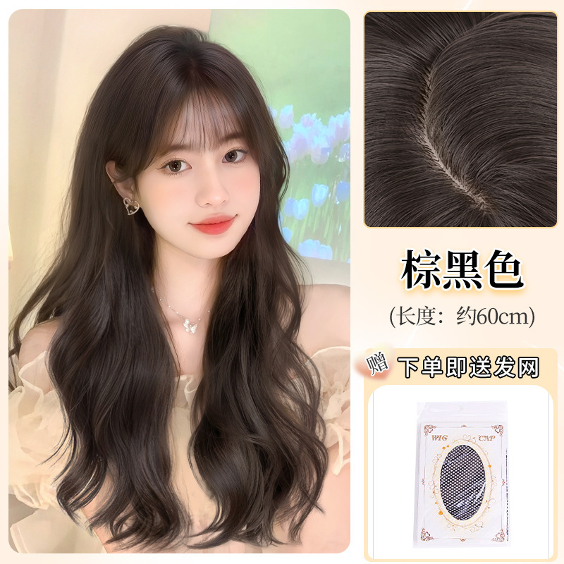 假发全头套女大波浪齐刘海卷发自然隐形仿全真人发丝日常整顶假发|undefined