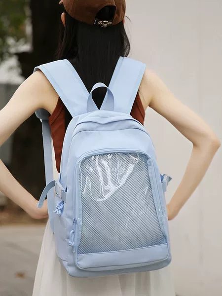 School Bag Female Ins Simple Bar Bag Niche Casual Girl Travel Small Backpack Large Capacity Transparent Backpack